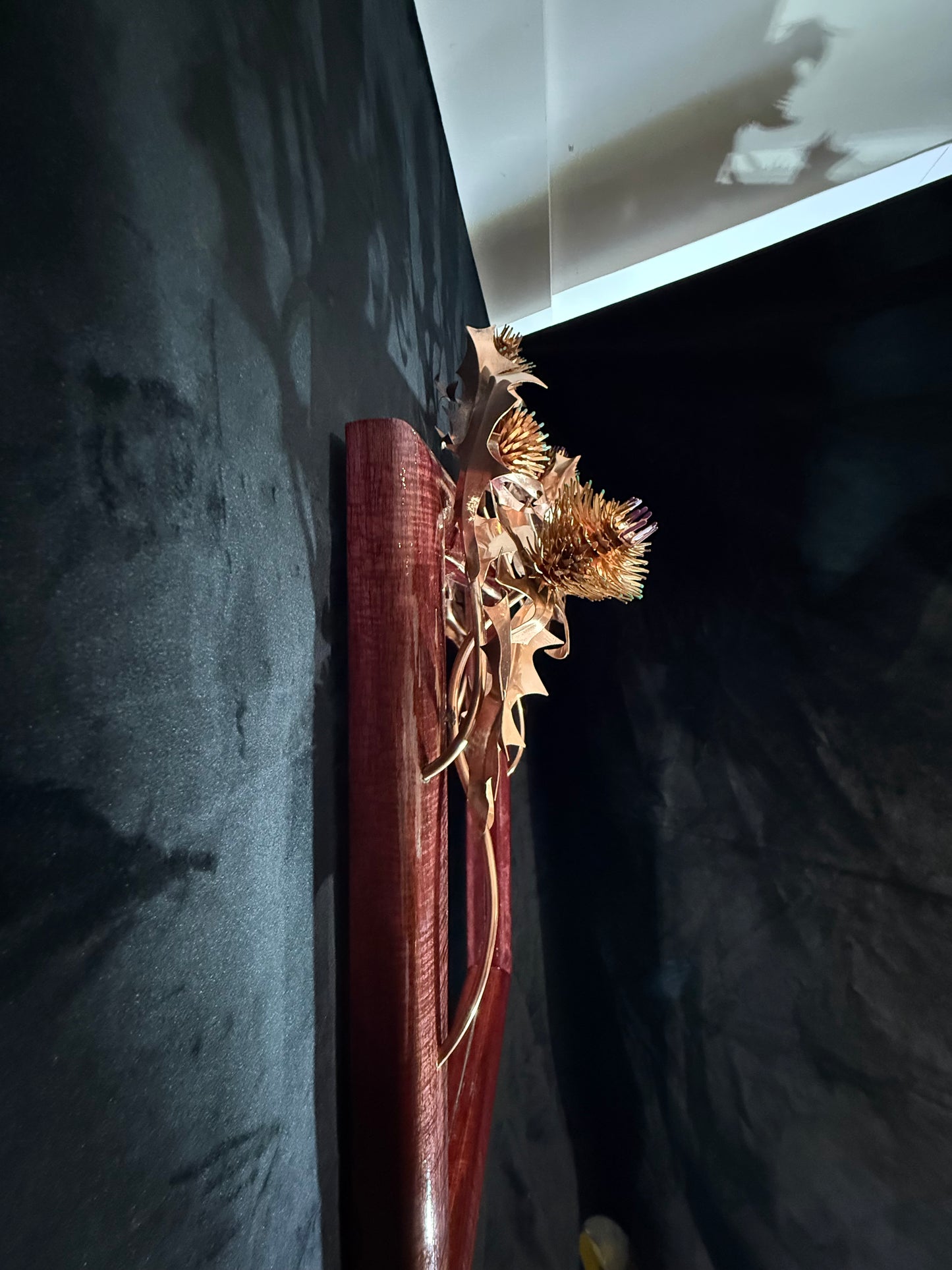 Copper Thistles on Purple Heart wood framed Mirror